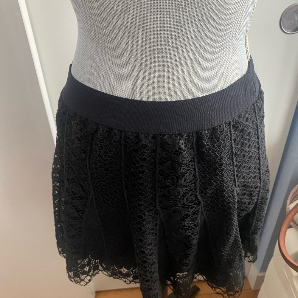BCBG Black Smocked Skater Mini Skirt